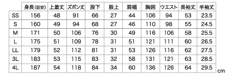 ジャンプスーツサイズ